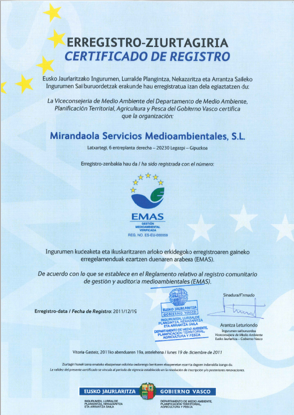 Certificado de registro EMAS
